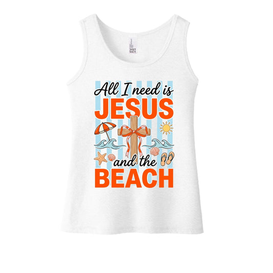 All I Need Is Jesus and The Beach Youth Christian Tank-top - ClaimedbyGodDesigns