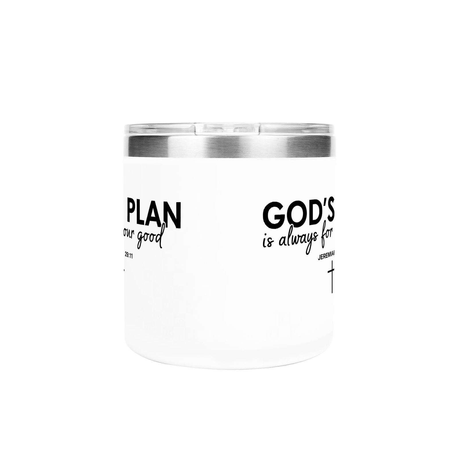 Always For Our Good Christian 14oz Stainless Steel Coffee Mug Coffee Cup with Lid and Handle - ClaimedbyGodDesigns