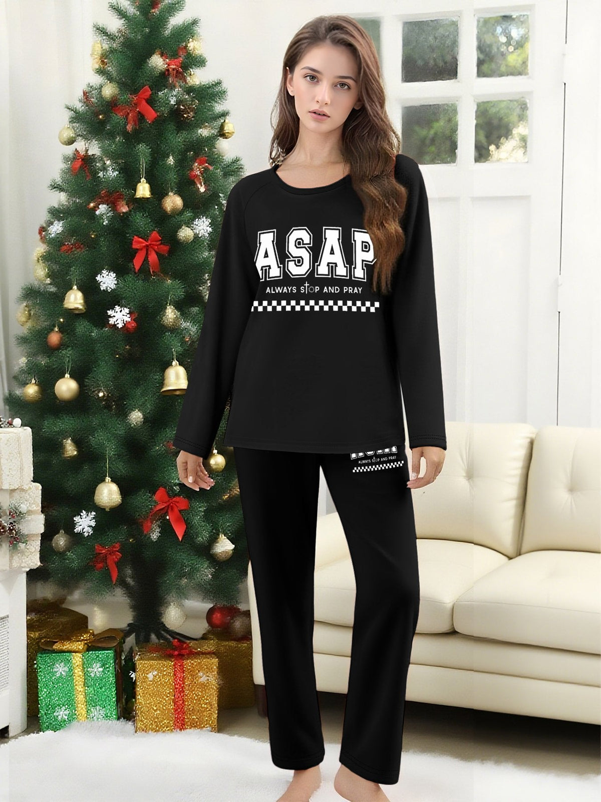 Always Stop And Pray Adult Unisex Christian Plaid Pajamas - ClaimedbyGodDesigns