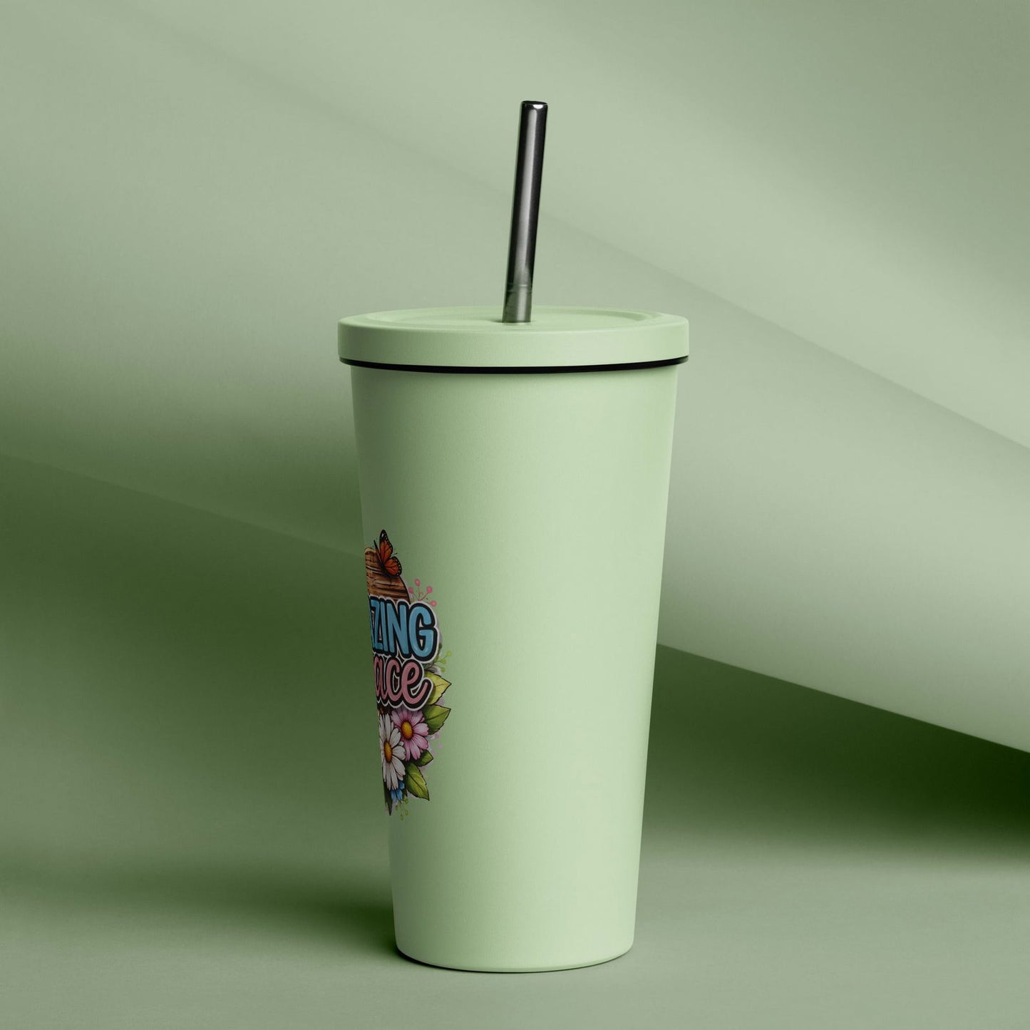 Amazing Grace Christian Insulated 20oz Tumbler with a straw - ClaimedbyGodDesigns
