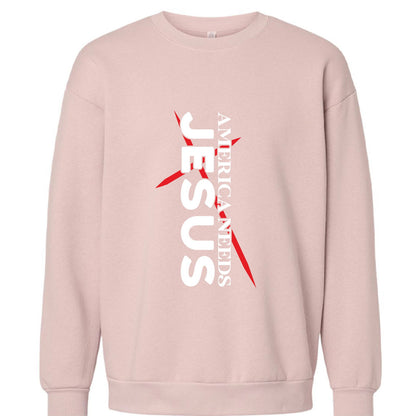 America Needs Jesus Unisex Christian Pullover Sweatshirt - ClaimedbyGodDesigns
