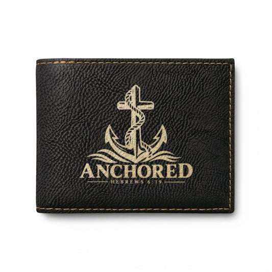 Anchored Christian wallet with anchor design, Hebrews 6:19 (2)