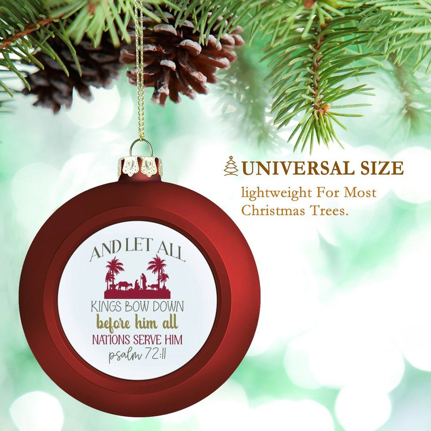 And Let All Kings Bow Down Christian Christmas Tree Hanging Ball - ClaimedbyGodDesigns