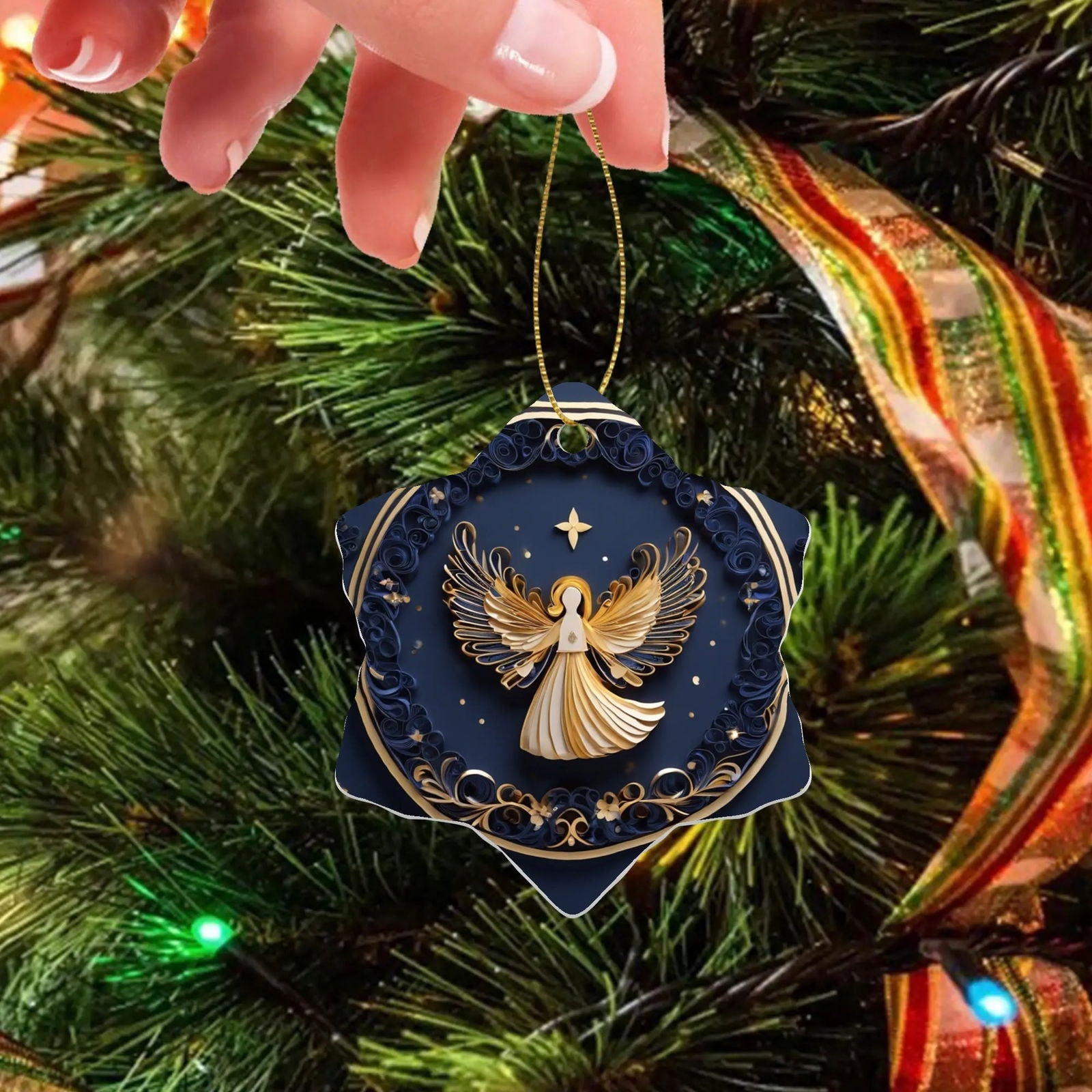 Angel Christian Snowflake Ceramic Ornaments (1pc, 3pcs, 5pcs, 10pcs) - ClaimedbyGodDesigns