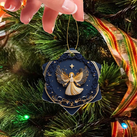 Angel Christian Snowflake Ceramic Ornaments (1pc, 3pcs, 5pcs, 10pcs) - ClaimedbyGodDesigns