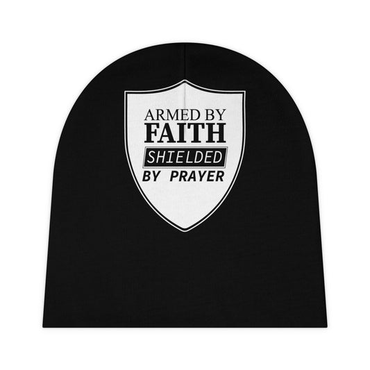 Armed By Faith Shielded By Prayer Baby Beanie (AOP) - ClaimedbyGodDesigns