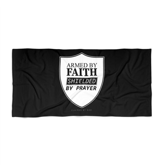Armed By Faith Shielded By Prayer Christian Beach Towel - ClaimedbyGodDesigns
