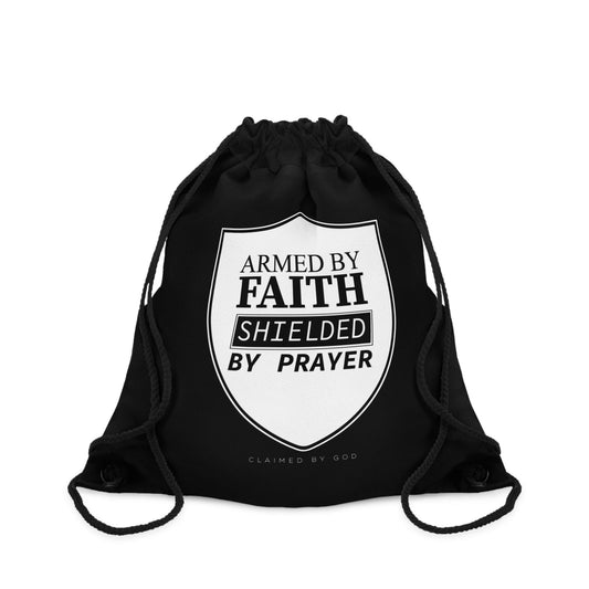 Armed By Faith Shielded By Prayer Drawstring Bag - ClaimedbyGodDesigns