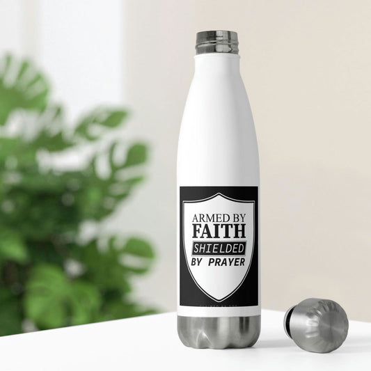 Armed By Faith Shielded By Prayer  Insulated Bottle - ClaimedbyGodDesigns