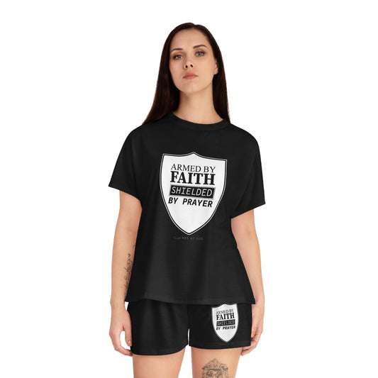 Armed By Faith Shielded By Prayer Women's Christian Short Pajama Set - ClaimedbyGodDesigns