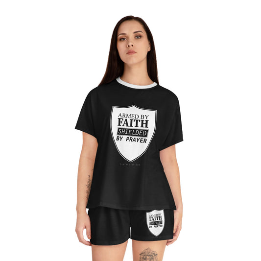 Armed By Faith Shielded By Prayer Women's Christian Short Pajama Set - ClaimedbyGodDesigns