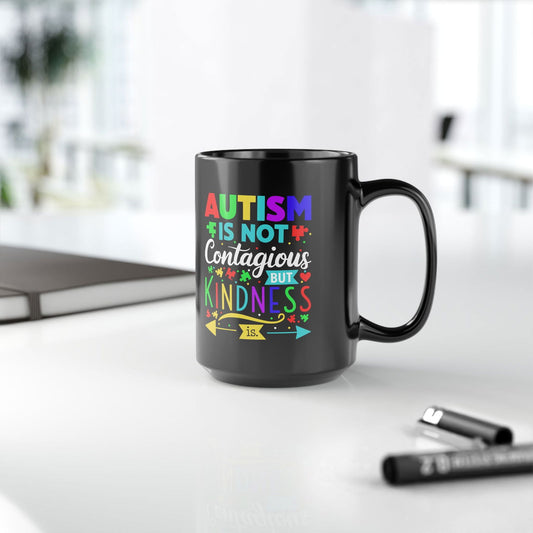 Autism Awareness Black Mug - Kindness Design (11oz, 15oz) - Claimed by God Designs