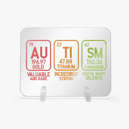 Autism Element Autism Awareness Rectangle Acrylic Plaque with Stand – Celebrate the Building Blocks of Neurodiversity - ClaimedbyGodDesigns