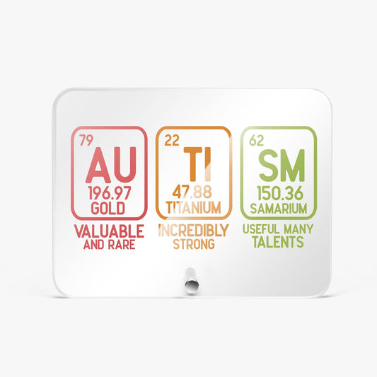 Autism Element Autism Awareness Rectangle Acrylic Plaque with Stand – Celebrate the Building Blocks of Neurodiversity - ClaimedbyGodDesigns