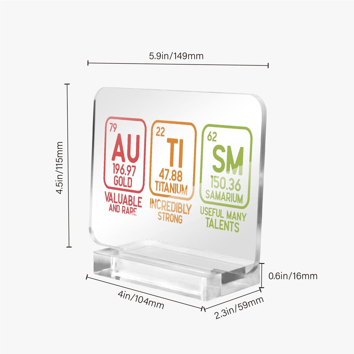 Autism Element Autism Awareness Rectangle Acrylic Plaque with Stand – Celebrate the Building Blocks of Neurodiversity - ClaimedbyGodDesigns