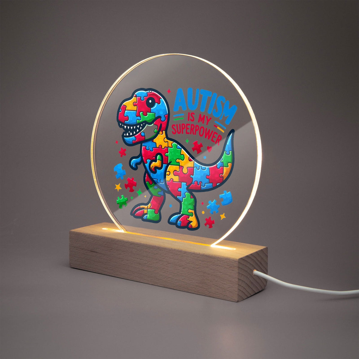 Autism Is My Superpower Autism Awareness Round Acrylic Plaque with Stand – Celebrate Strength and Individuality - ClaimedbyGodDesigns