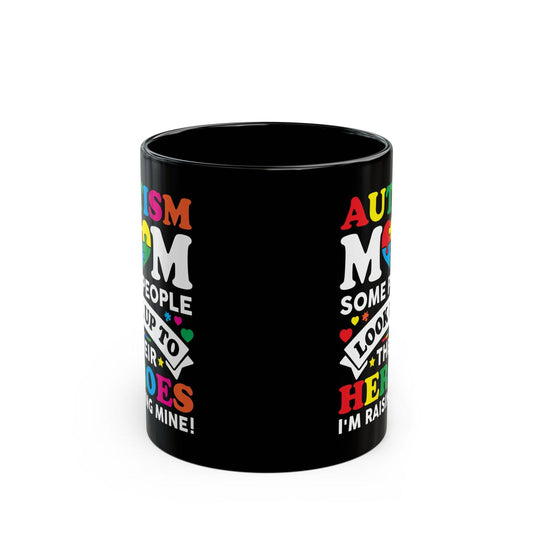 Autism Mom Black Mug – 11oz & 15oz Coffee Cup with Inspirational Quote - Claimed by God Designs