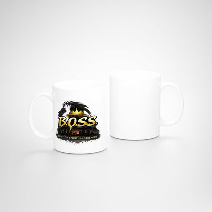 BOSS Built On Spiritual Strength 4oz Gray Candle & Mug Christian Gift Set - ClaimedbyGodDesigns