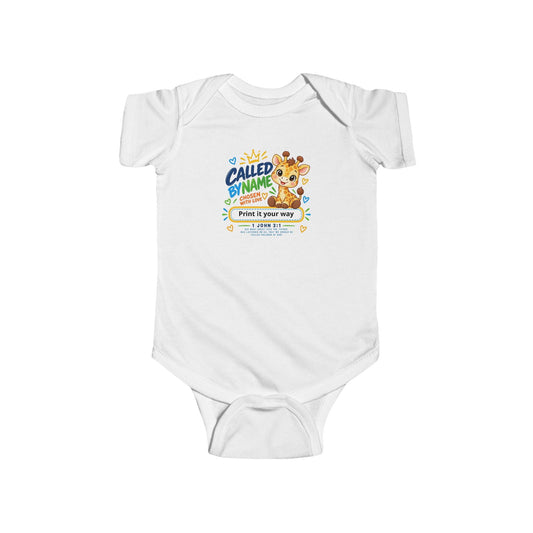Baby Bodysuit — "Called by Name" Cute Animal Baptism / Christening Infant Onesie - Claimed by God Designs