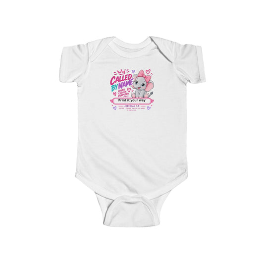 Baby Bodysuit – "Called by Name" Cute Elephant Newborn Onesie - Claimed by God Designs