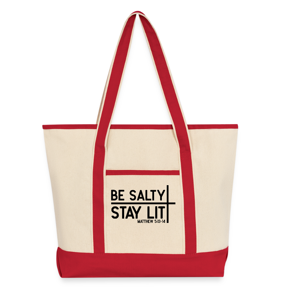 Be Salty Stay Lit Christian Large Canvas Deluxe Tote Bag - ClaimedbyGodDesigns