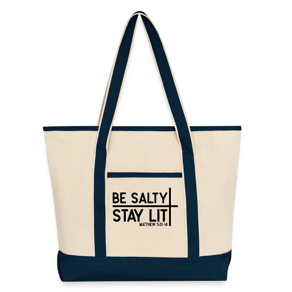 Be Salty Stay Lit Christian Large Canvas Deluxe Tote Bag - ClaimedbyGodDesigns