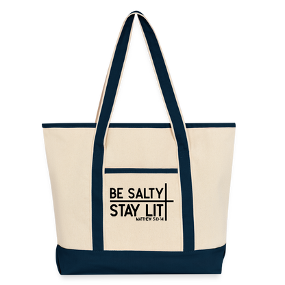 Be Salty Stay Lit Christian Large Canvas Deluxe Tote Bag - ClaimedbyGodDesigns