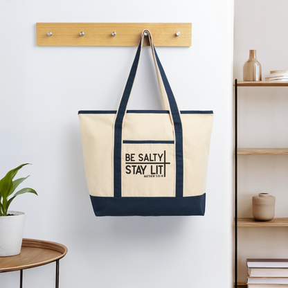 Be Salty Stay Lit Christian Large Canvas Deluxe Tote Bag - ClaimedbyGodDesigns