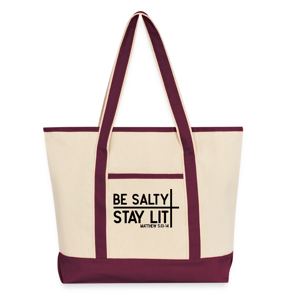 Be Salty Stay Lit Christian Large Canvas Deluxe Tote Bag - ClaimedbyGodDesigns