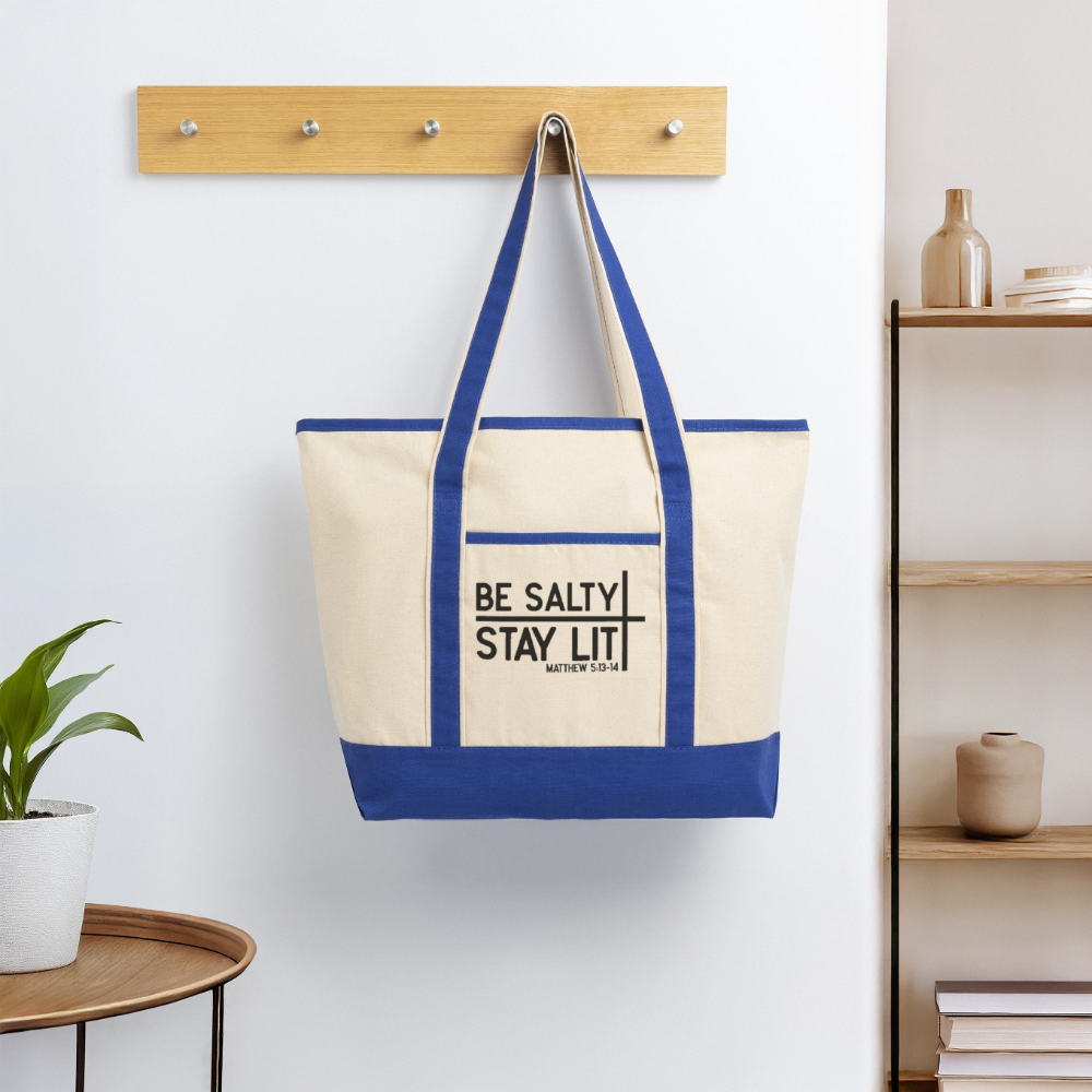 Be Salty Stay Lit Christian Large Canvas Deluxe Tote Bag - ClaimedbyGodDesigns