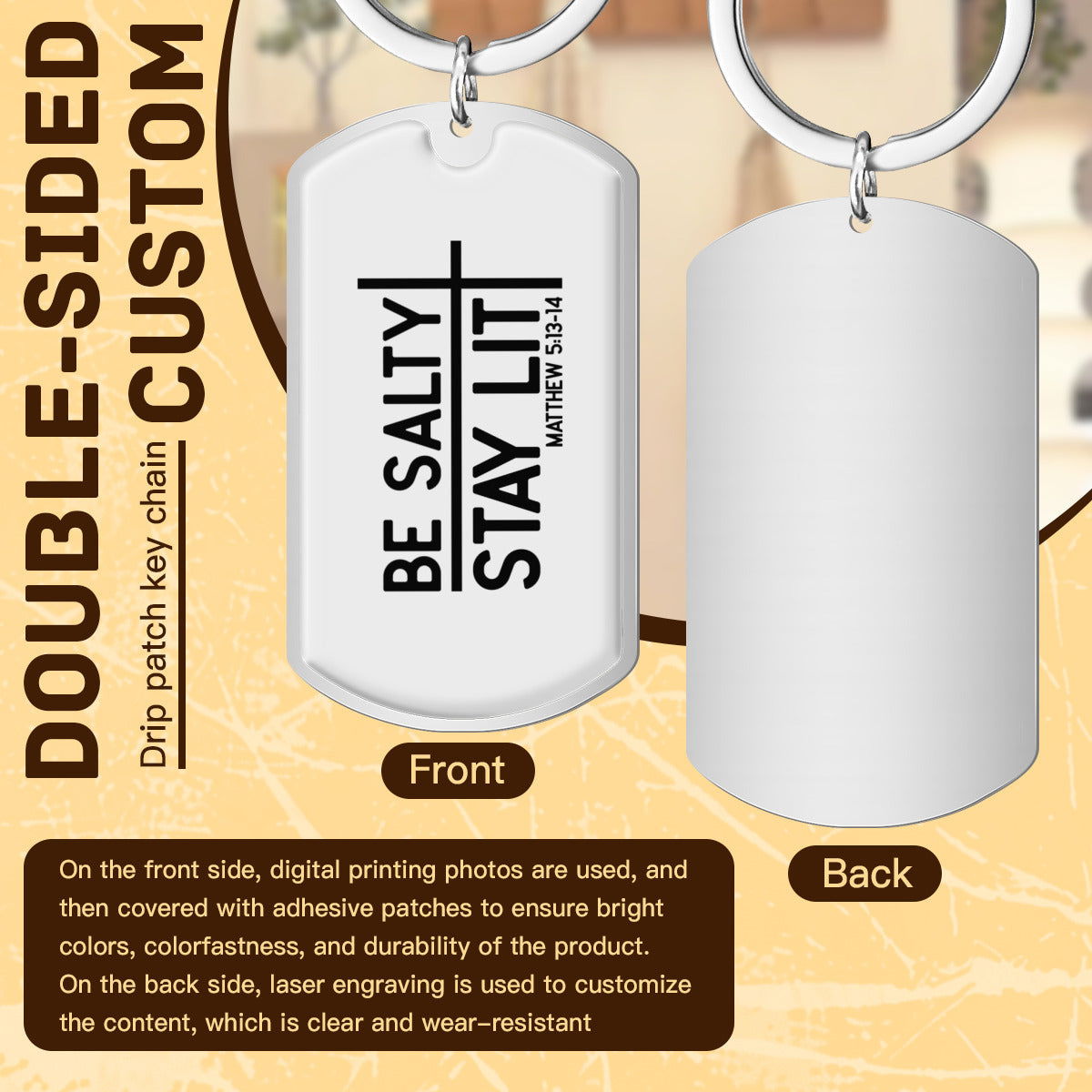 Be Salty Stay Lit Christian Stainless Steel Keychain - ClaimedbyGodDesigns