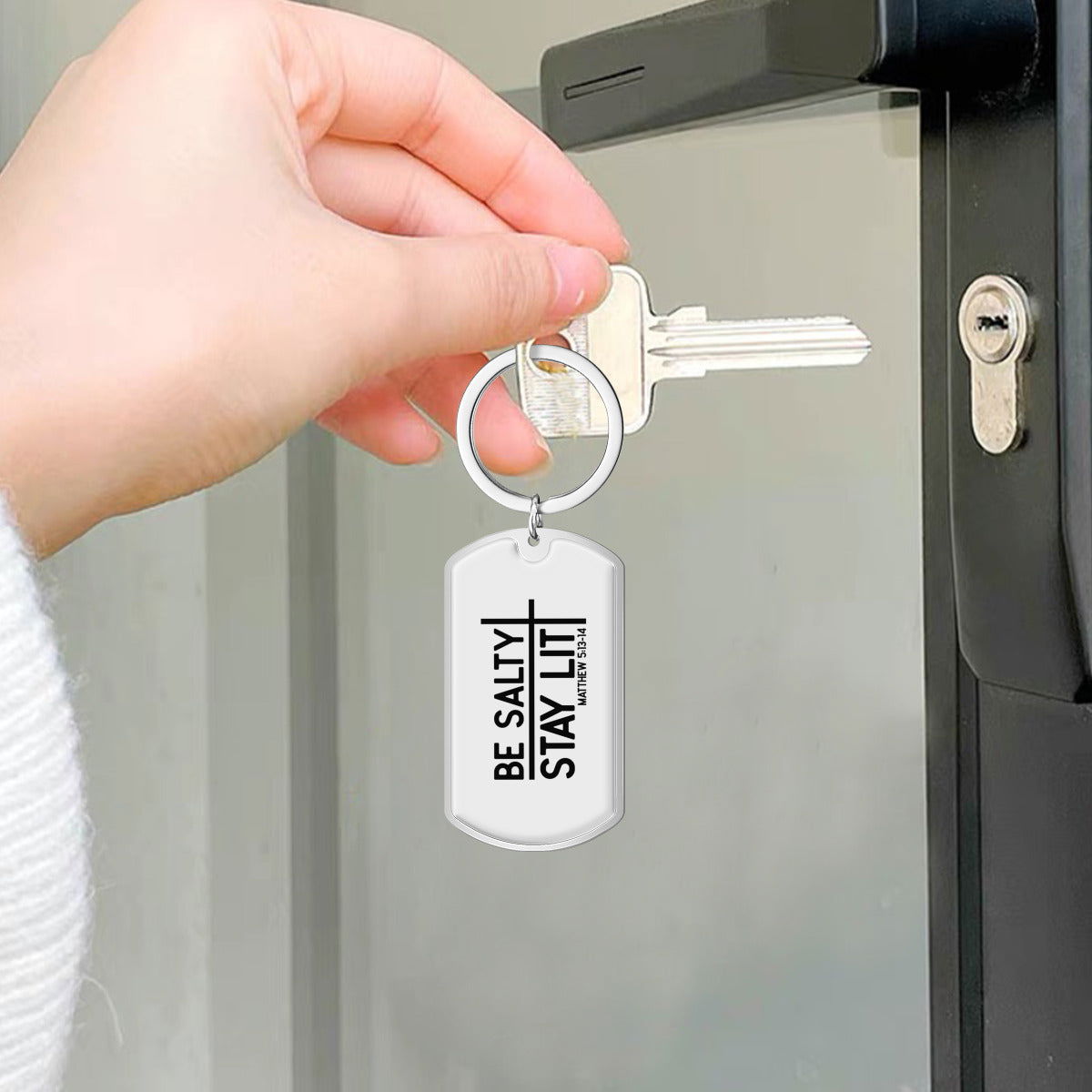 Be Salty Stay Lit Christian Stainless Steel Keychain - ClaimedbyGodDesigns