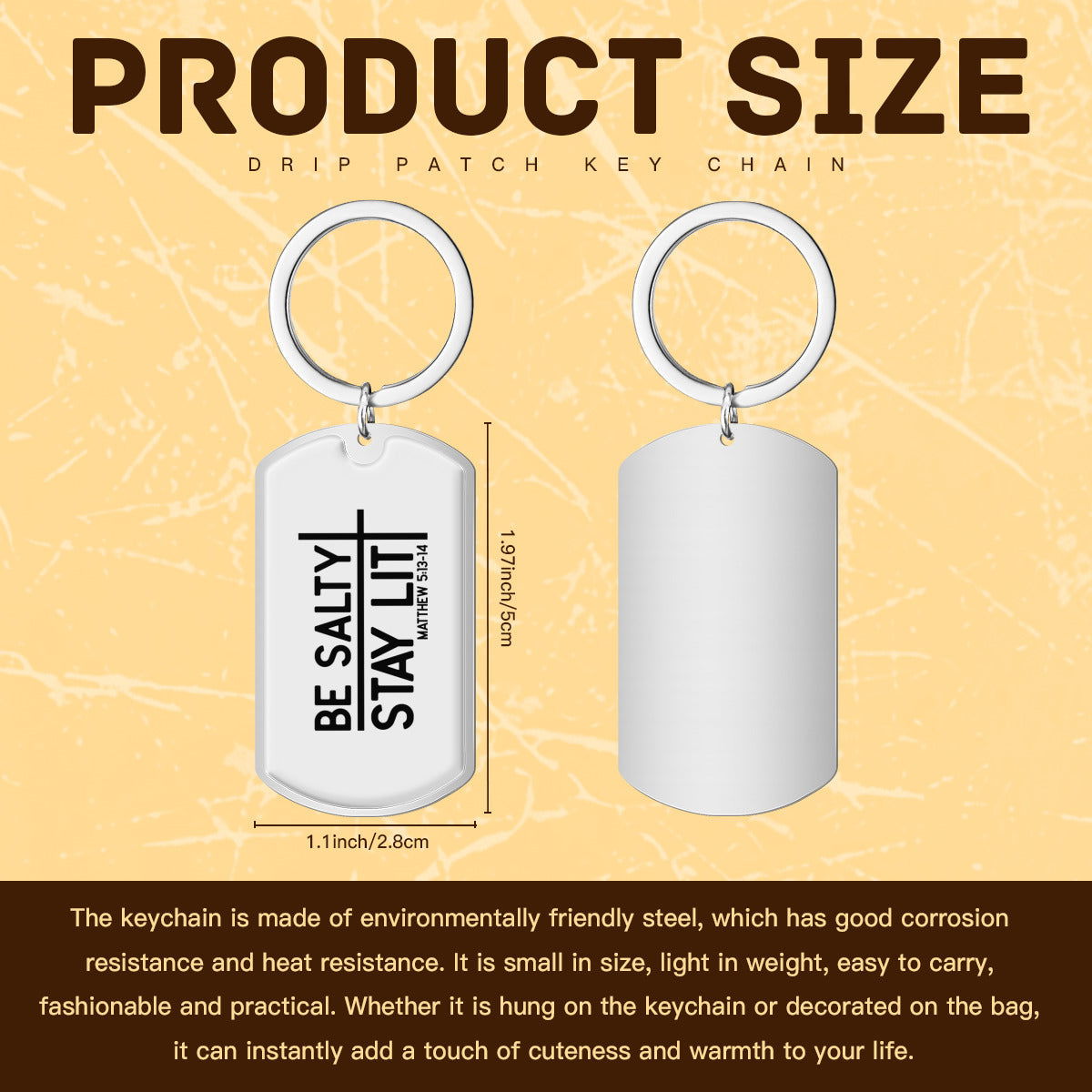 Be Salty Stay Lit Christian Stainless Steel Keychain - ClaimedbyGodDesigns