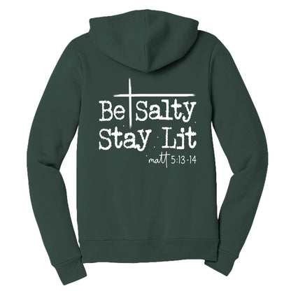 Be Salty Stay Lit Unisex Christian Full - zip Hooded Sweatshirt - ClaimedbyGodDesigns