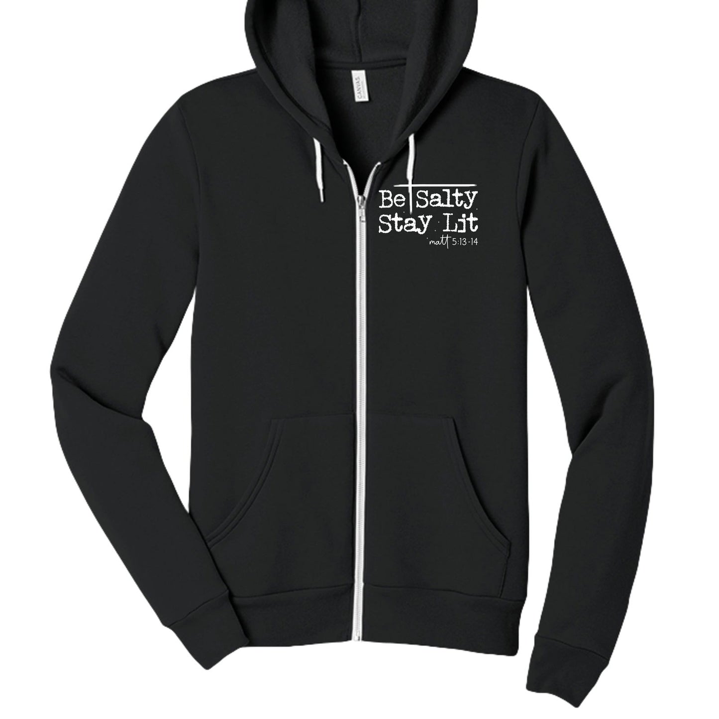 Be Salty Stay Lit Unisex Christian Full - zip Hooded Sweatshirt - ClaimedbyGodDesigns