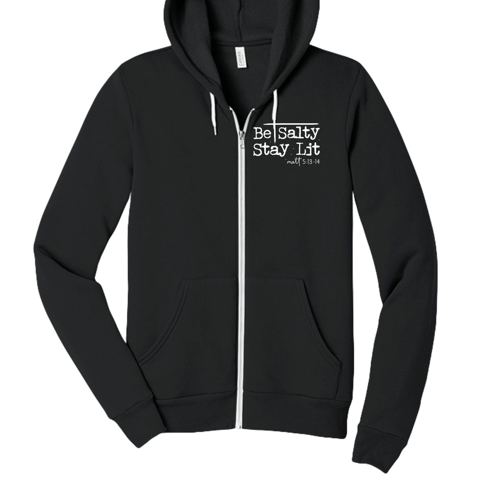Be Salty Stay Lit Unisex Christian Full - zip Hooded Sweatshirt - ClaimedbyGodDesigns