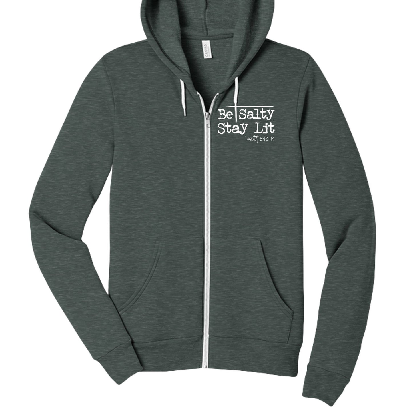 Be Salty Stay Lit Unisex Christian Full - zip Hooded Sweatshirt - ClaimedbyGodDesigns