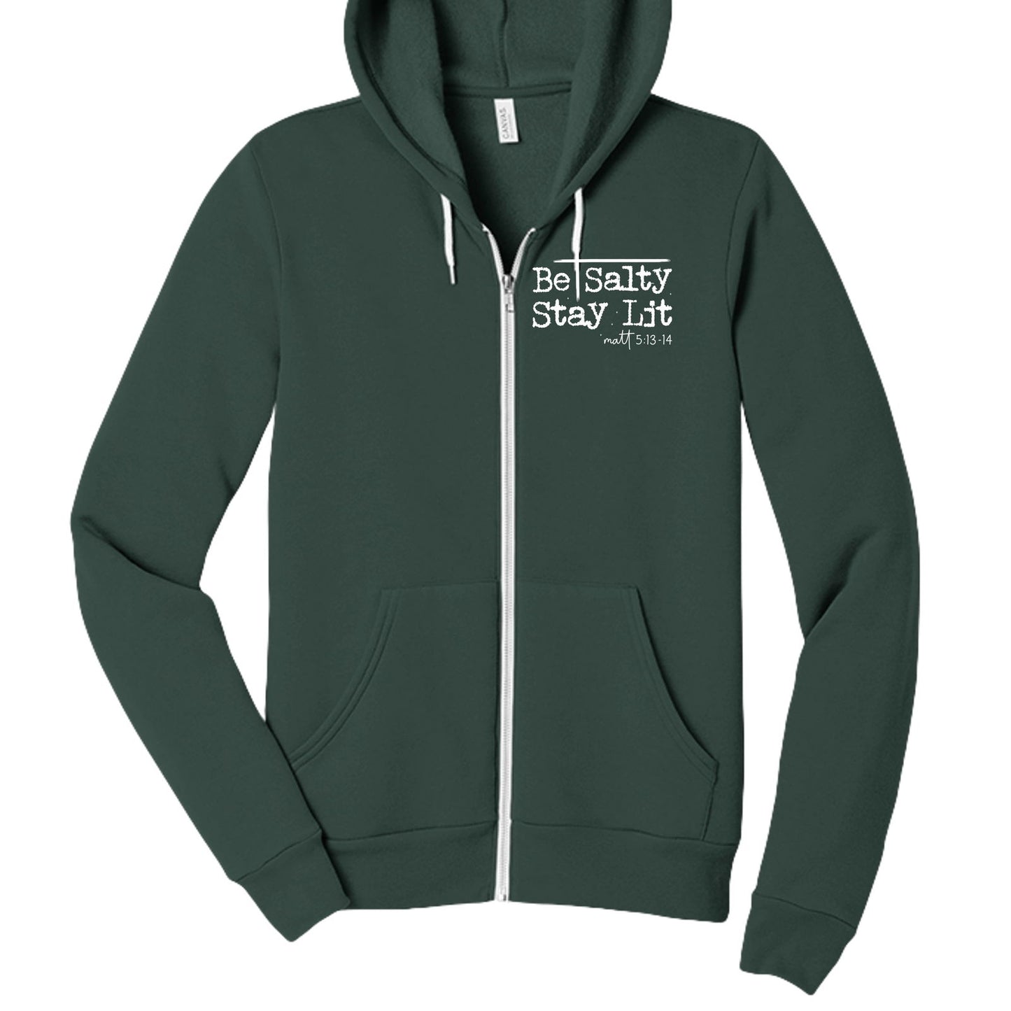 Be Salty Stay Lit Unisex Christian Full - zip Hooded Sweatshirt - ClaimedbyGodDesigns