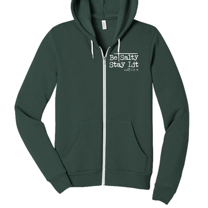 Be Salty Stay Lit Unisex Christian Full - zip Hooded Sweatshirt - ClaimedbyGodDesigns