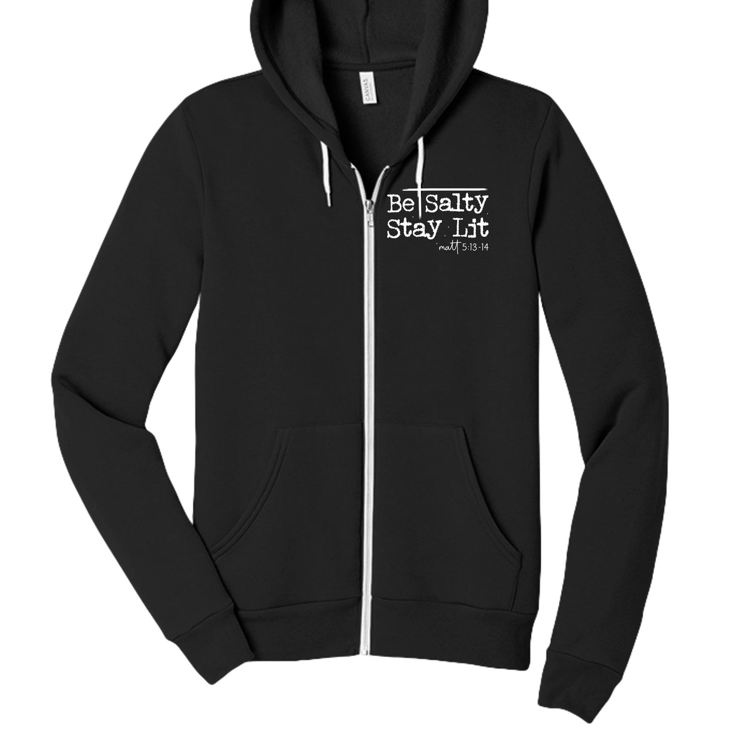 Be Salty Stay Lit Unisex Christian Full - zip Hooded Sweatshirt - ClaimedbyGodDesigns
