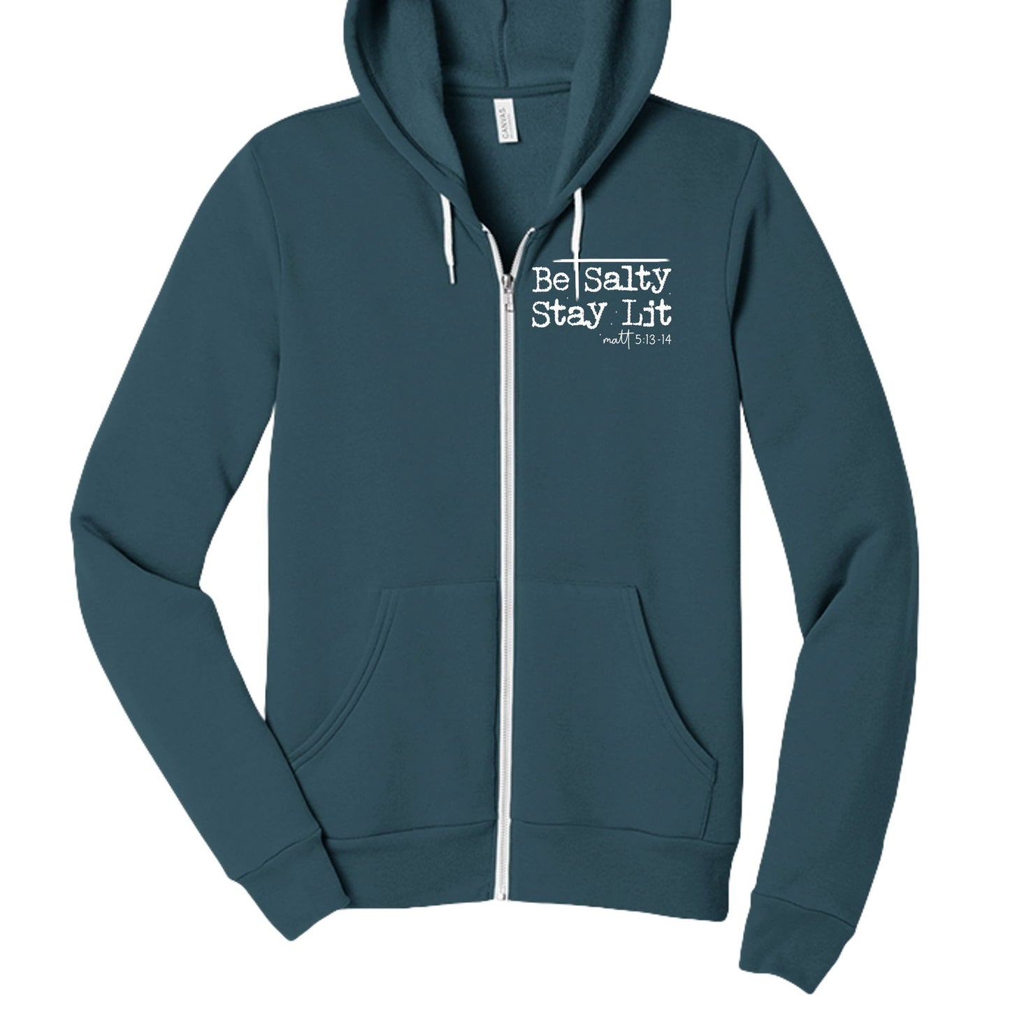 Be Salty Stay Lit Unisex Christian Full - zip Hooded Sweatshirt - ClaimedbyGodDesigns