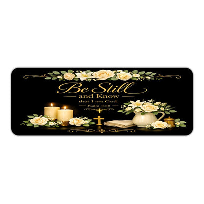 Be Still And Know That I Am God Flora Christian Kitchen Mat - ClaimedbyGodDesigns