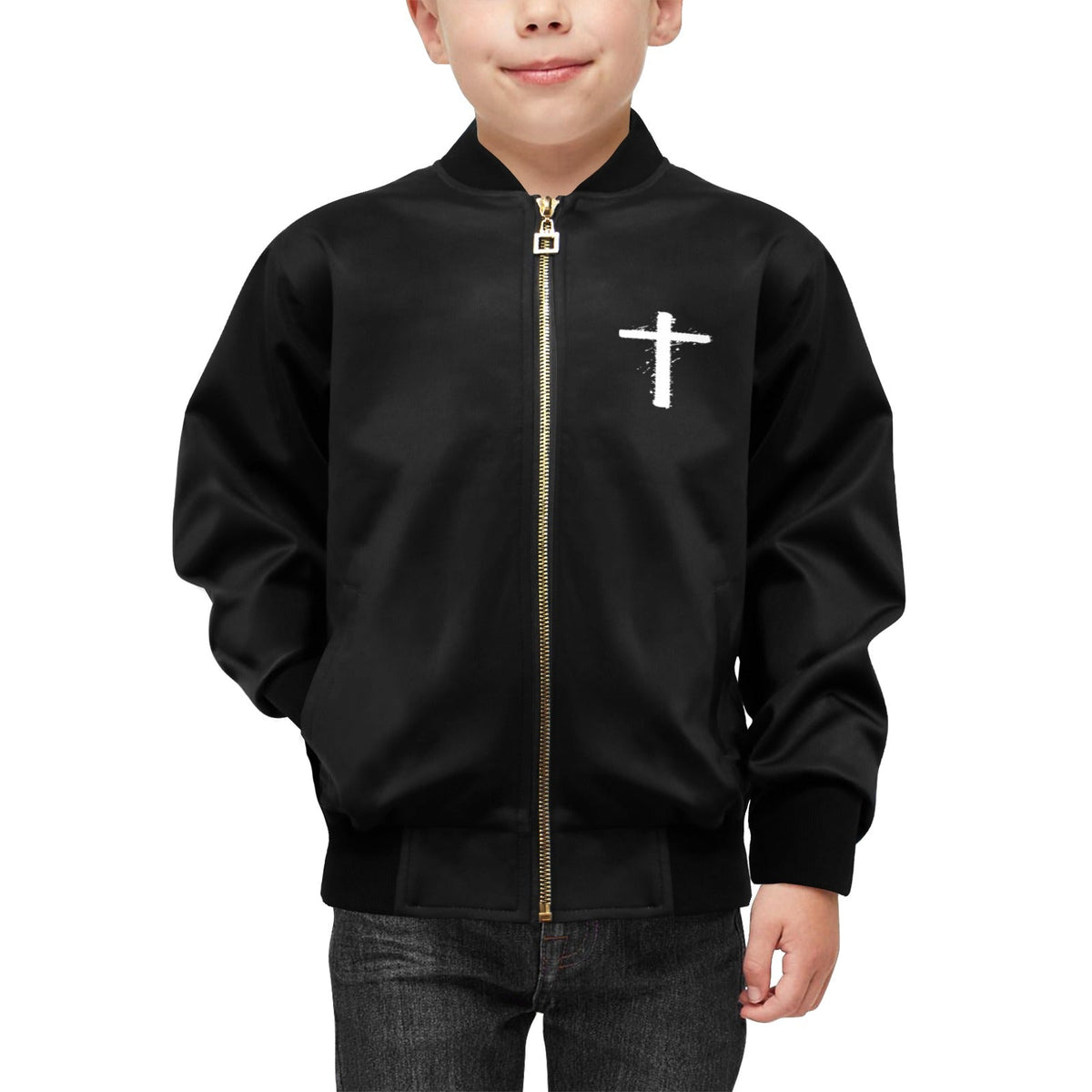 Be Strong Brave Fearless Kids' Bomber Jacket with Pockets - ClaimedbyGodDesigns