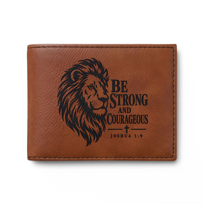 Be Strong and Courageous Lion Christian Wallet | Joshua 1:9 - Claimed by God Designs