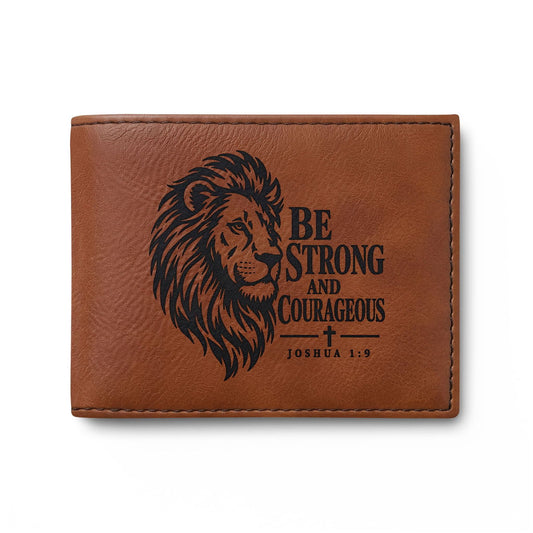 Be Strong and Courageous Lion Christian Wallet | Joshua 1:9 - Claimed by God Designs