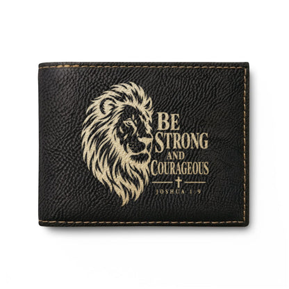 Be Strong and Courageous Lion Christian Wallet | Joshua 1:9 - Claimed by God Designs