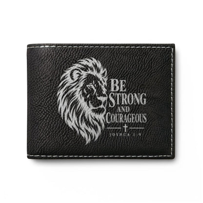 Be Strong and Courageous Lion Christian Wallet | Joshua 1:9 - Claimed by God Designs