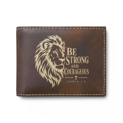 Be Strong and Courageous Lion Christian Wallet | Joshua 1:9 - Claimed by God Designs