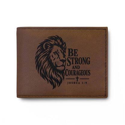 Be Strong and Courageous Lion Christian Wallet | Joshua 1:9 - Claimed by God Designs