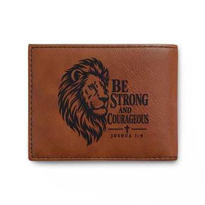 Be Strong and Courageous Lion Christian Wallet | Joshua 1:9 - Claimed by God Designs